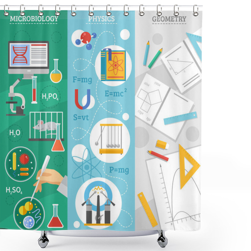 Personality  Science 3 Flat Banner Set Shower Curtains