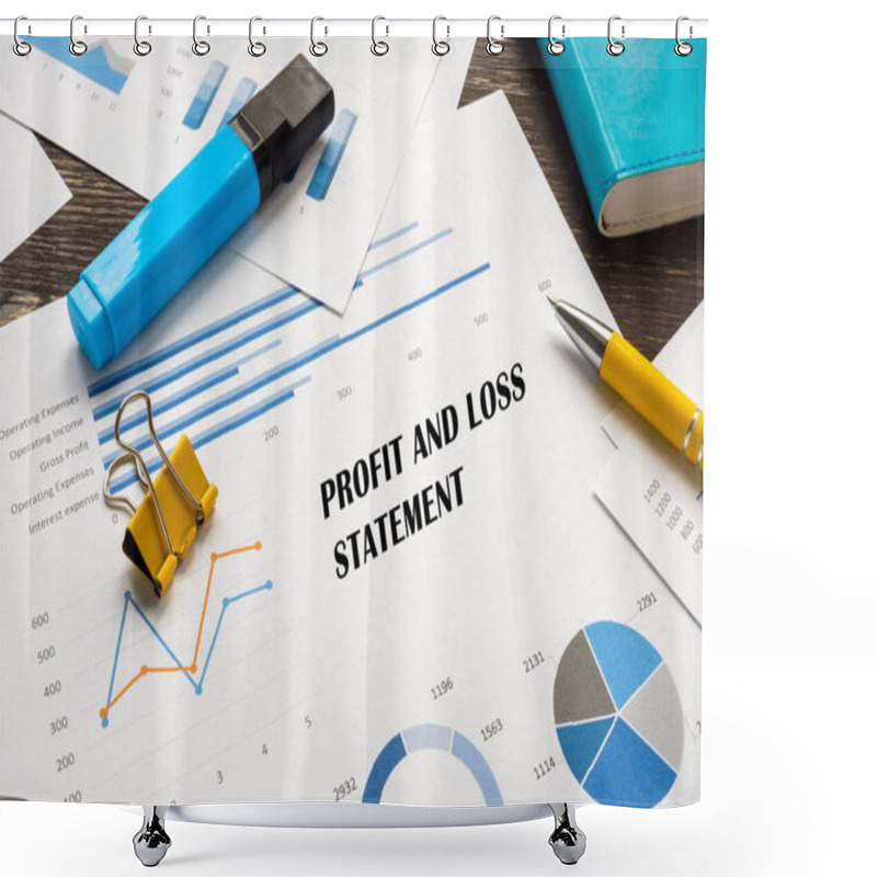 Personality  Business Concept About Profit And Loss Statement With Phrase On The Piece Of Paper. Shower Curtains