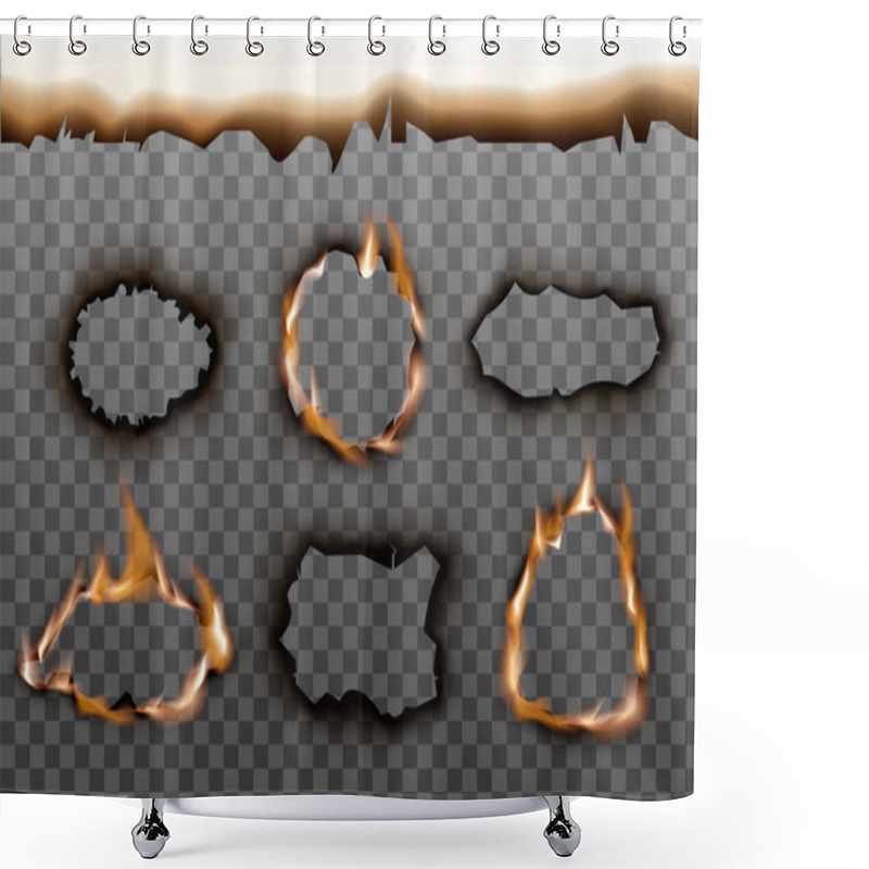 Personality  Realistic Burning Paper Hole Texture Set With Burnt Edges Shower Curtains