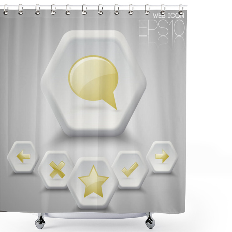 Personality  Vector Set Of Hexagon Icons. Shower Curtains