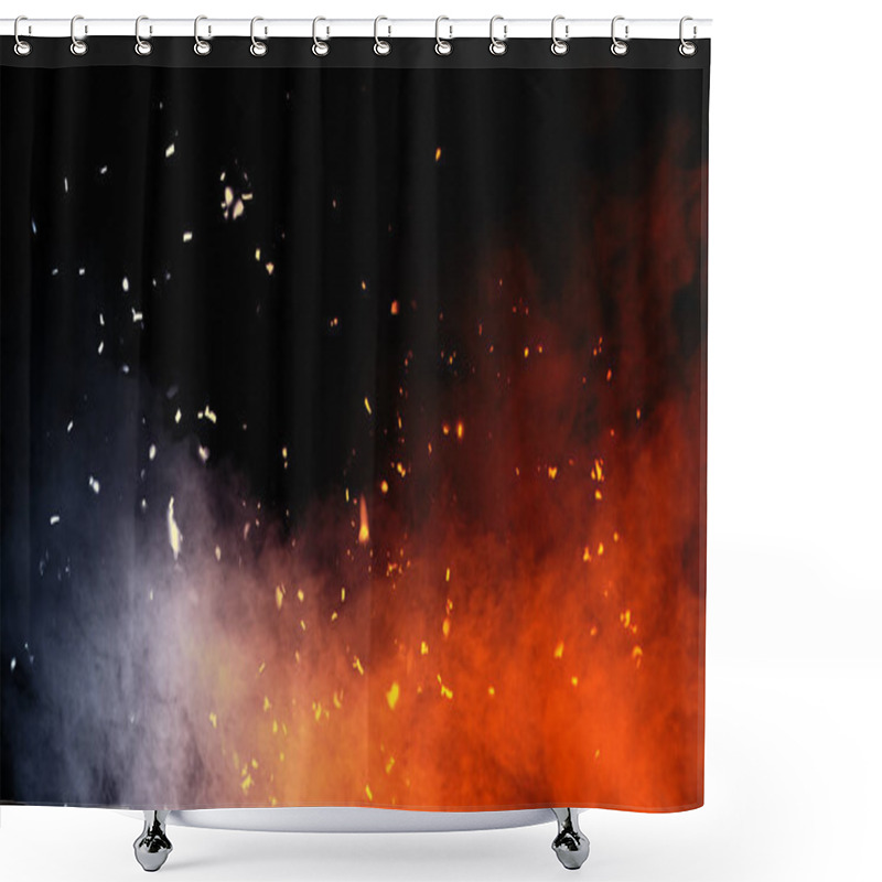 Personality  Perfect Fire Particles Embers Texture. Abstract Flying Sparkle Overlays On Background For Text Or Space. Shower Curtains