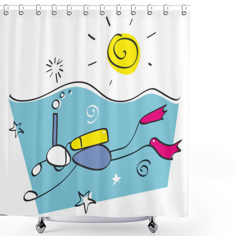 Personality  Funny Snorkeling Guy Shower Curtains