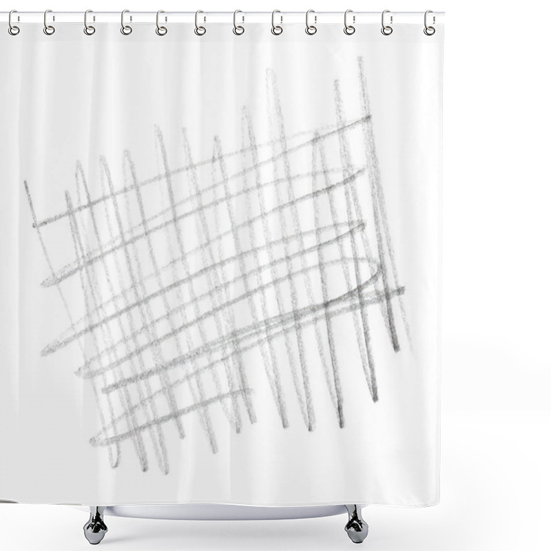 Personality  Hatched Grunge Graphite Pencil Texture Isolated On White Background, Photo Shower Curtains