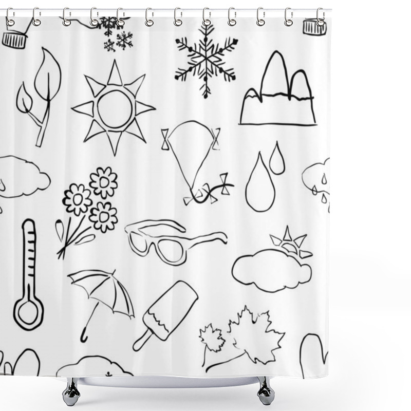 Personality  Seamless Sketch Weather Pattern Shower Curtains