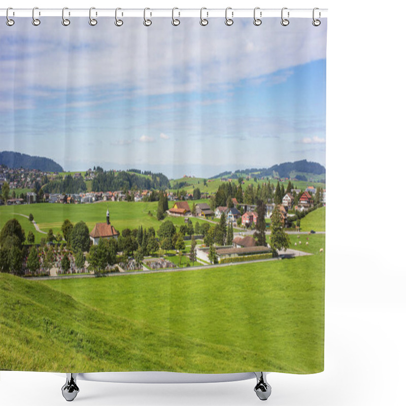 Personality  View In The Town Of Einsiedeln In Switzerland In Autumn. Einsiedeln Is A Municipality In The Swiss Canton Of Schwyz, Known For Its Monastery - The Benedictine Einsiedeln Abbey. Shower Curtains