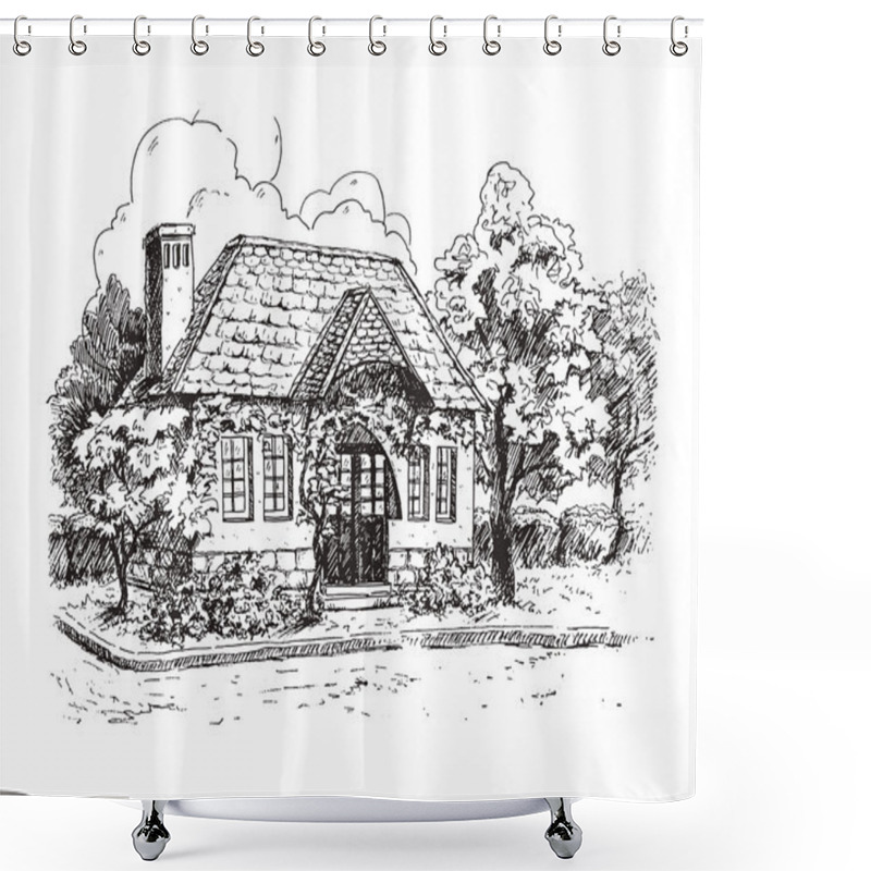 Personality  Rural Landscape With Old Farmhouse. Shower Curtains