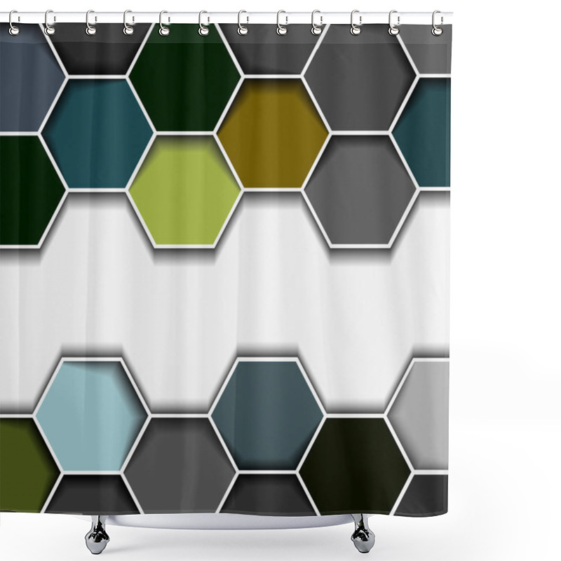 Personality  Abstract Hexagon Border Shower Curtains