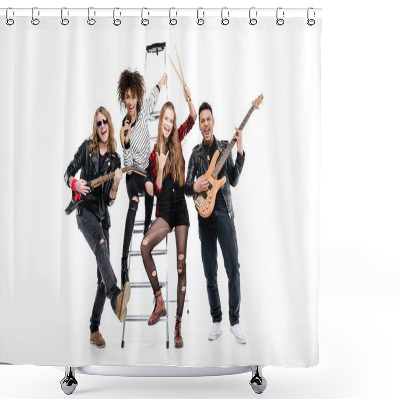 Personality  Young Rock Band  Shower Curtains