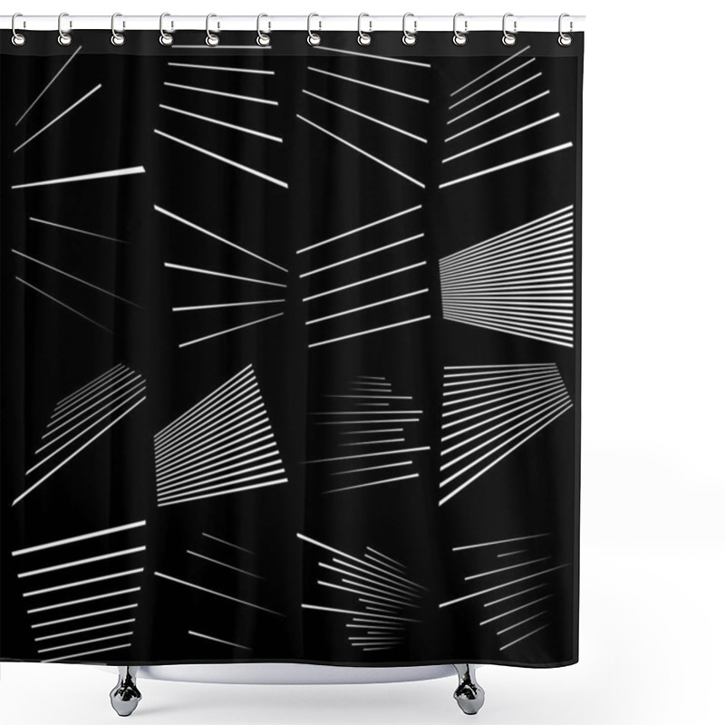 Personality  3D Straight, Parallel Dynamic Irregular Lines, Stripes Element. Action, Burst, Speed Comic Effect Lines Shower Curtains