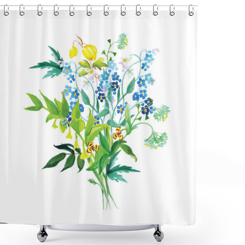 Personality  Meadow Flowers Garland Vector Design Set Shower Curtains