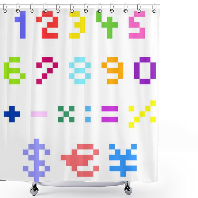 Personality  Pixel Numbers Shower Curtains