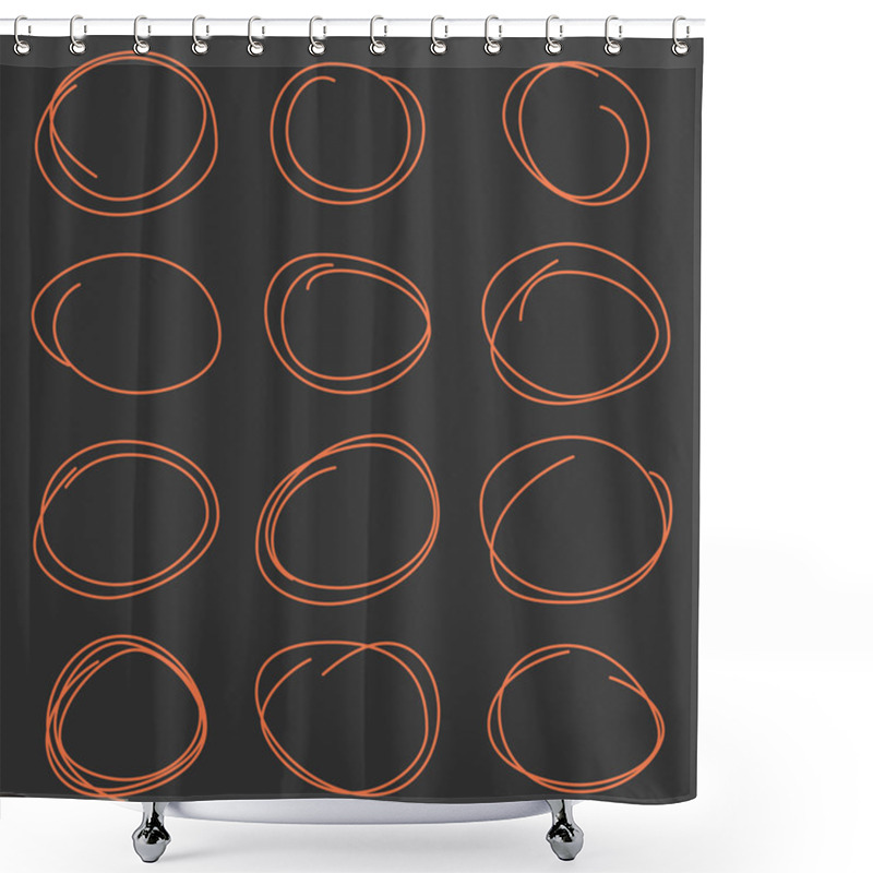 Personality  Hand Drawn Scribble Circles Template Shower Curtains