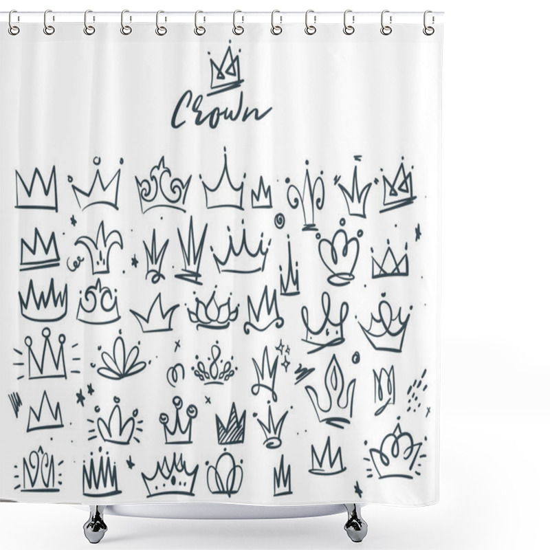 Personality  Doodle Set Of Crowns Shower Curtains