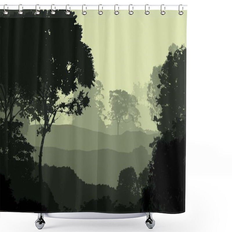 Personality  Abstract Background With Trees In Fog And Forest Haze. Shower Curtains