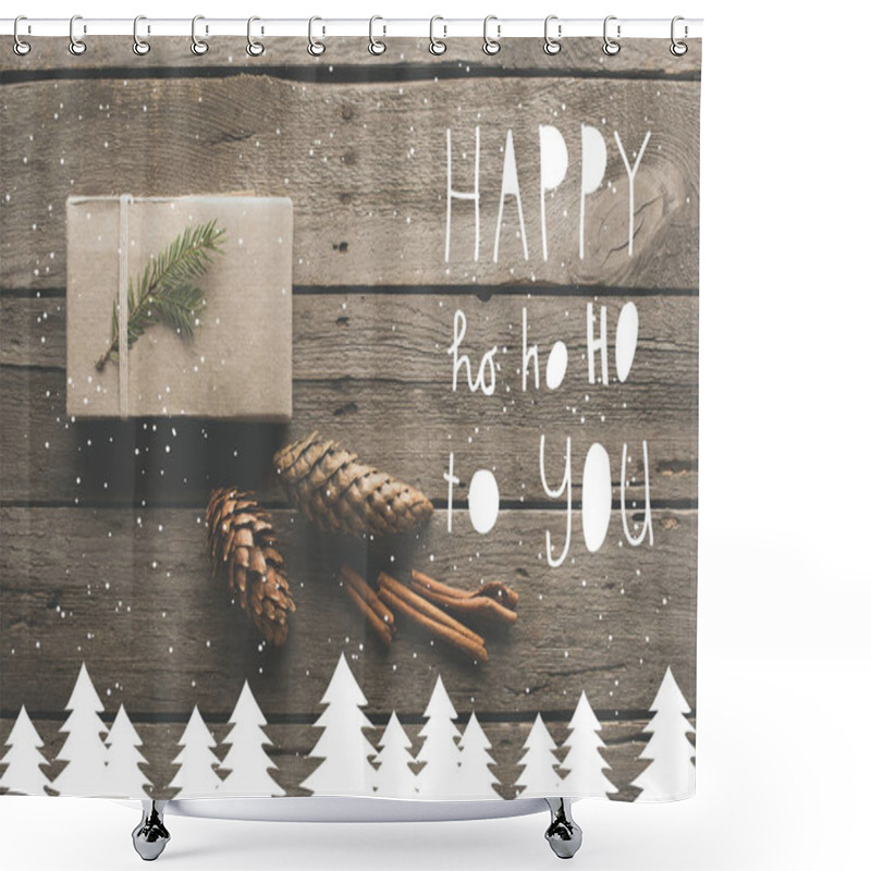 Personality  Christmas Gift With Pine Cones Shower Curtains