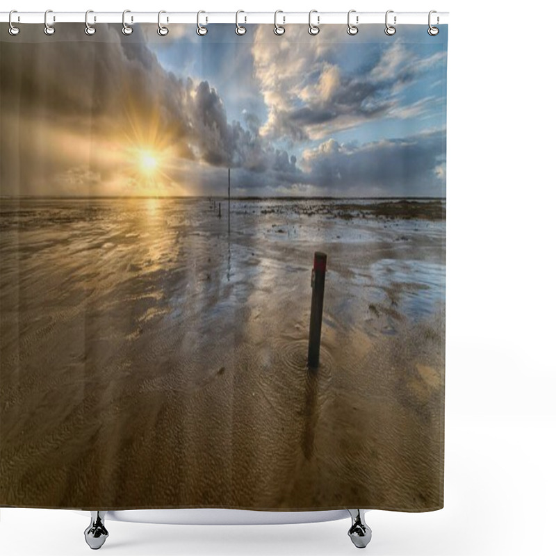 Personality  Beautiful Sunset At The Beach Creating The Perfect Scenery For Evening Walks At The Shore Shower Curtains