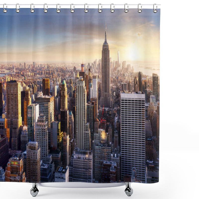 Personality  New York City Skyline With Urban Skyscrapers At Sunset, USA. Shower Curtains