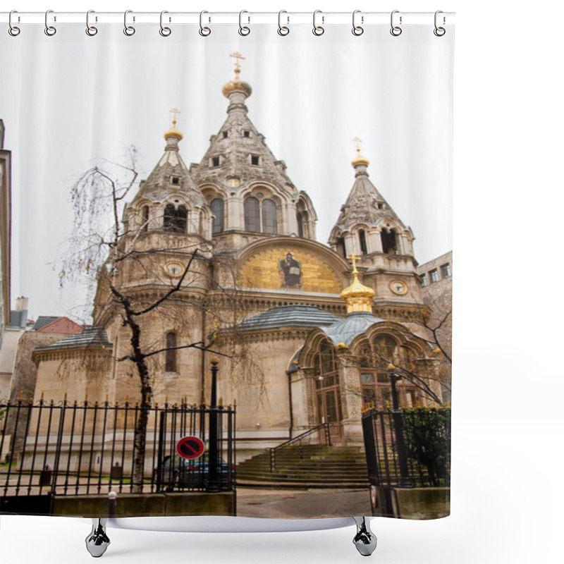 Personality  PARIS-JANUARY 10: View Of The Alexander Nevsky Cathedral On January 10,2013 In Paris. Shower Curtains