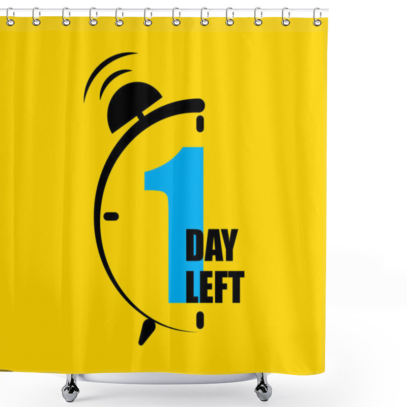 Personality  Final Countdown With Alarm Clock Showing 1 Day Left. Urgent Deadline Concept. Vector Illustration. EPS 10. Stock Image. Shower Curtains