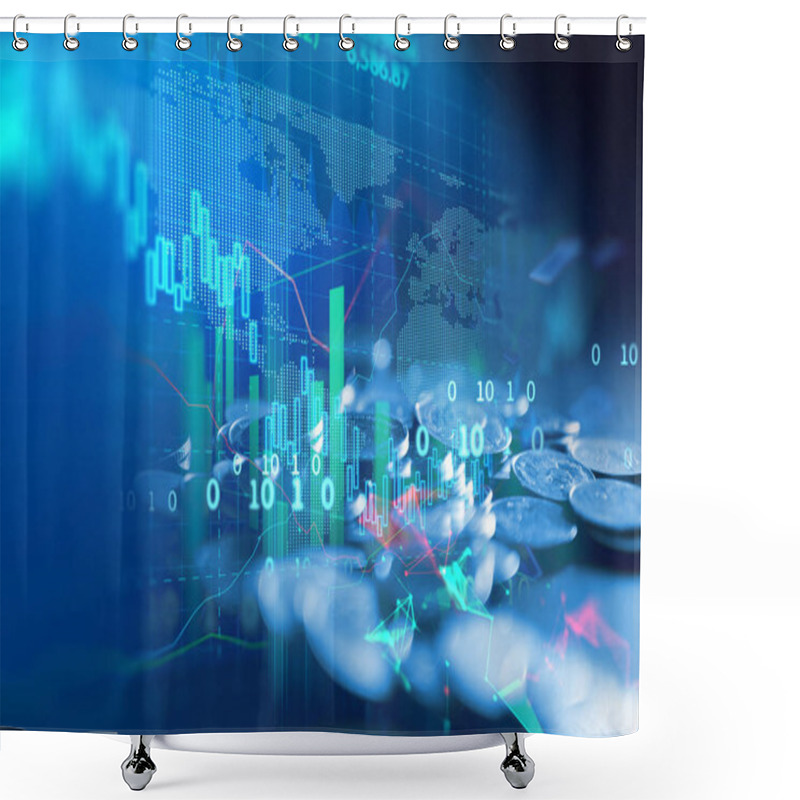 Personality  Financial Stock Market Graph Illustration ,concept Of Business Investment And Stock Future Trading Shower Curtains