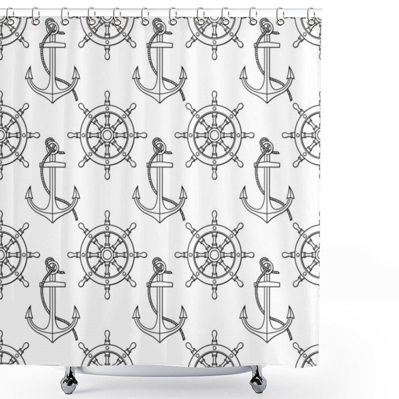 Personality  Pattern With Anchors And Ship's Wheels Shower Curtains