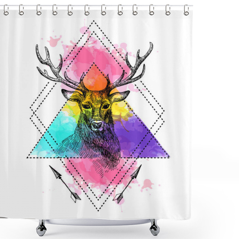 Personality  Hand Drawn Deer Shower Curtains