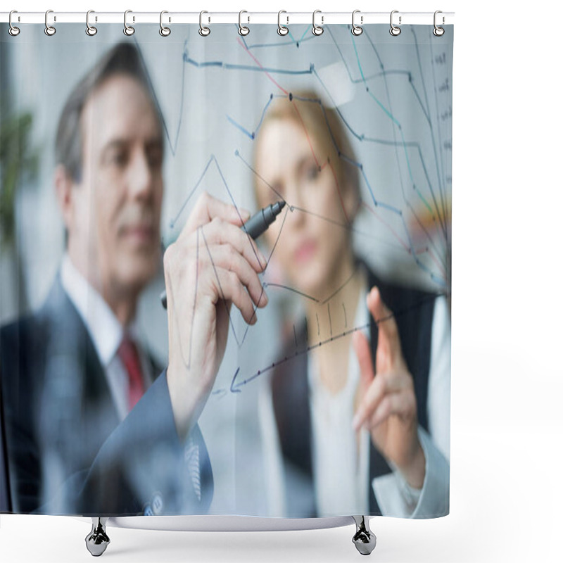 Personality  Businesspeople Discussing Graph  Shower Curtains