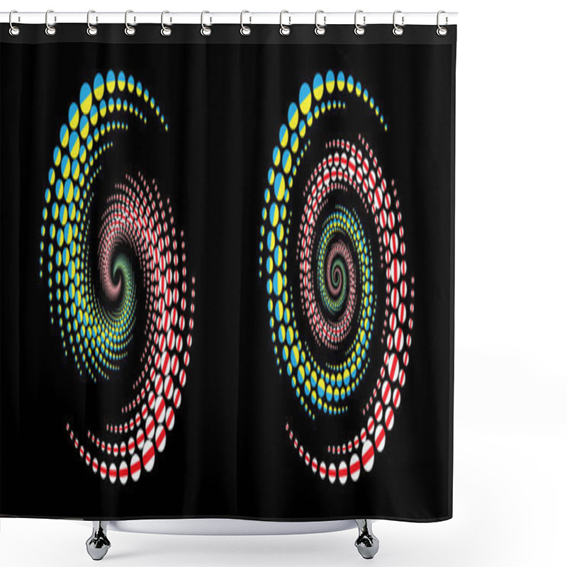 Personality  Belarusian And Ukrainian National Flags In Circles As Halftone Effect.  Shower Curtains