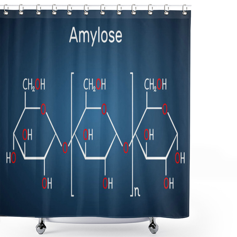 Personality  Amylose Molecule. It Is A Polysaccharide And One Of The Two Components Of Starch. Structural Chemical Formula On The Dark Blue Background Shower Curtains