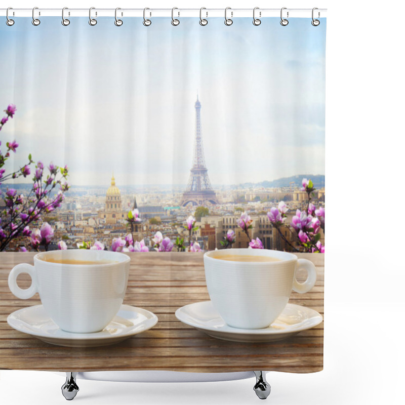 Personality  Cup Of Coffee In Paris Shower Curtains