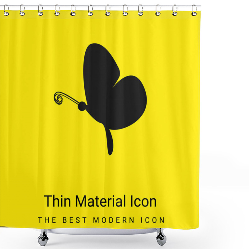 Personality  Black Butterfly Side View Minimal Bright Yellow Material Icon Shower Curtains