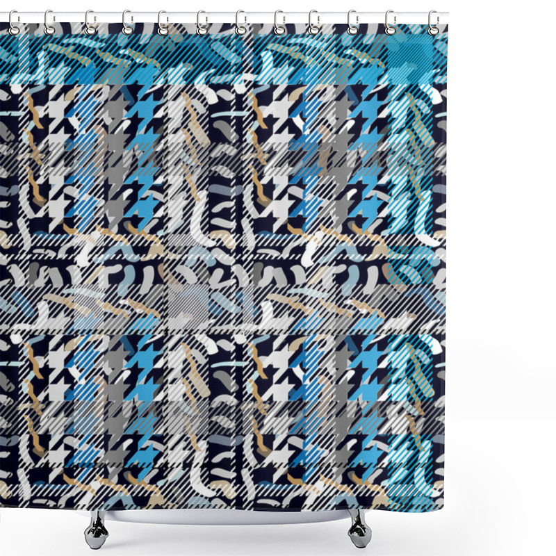 Personality  Seamless Checkered Woolen Pattern. Classical English HoundsTooth Print Prince Of Waves Shower Curtains