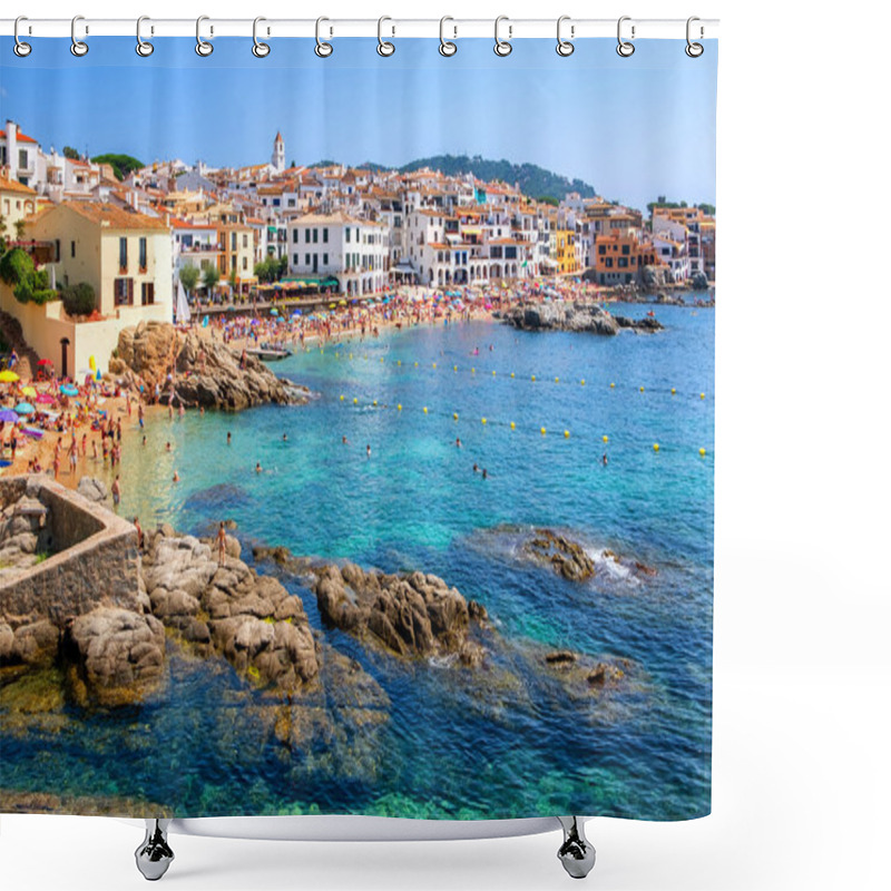 Personality  Rocky Beach In Calella De Palafrugell, A Popular Resort Town On  Shower Curtains