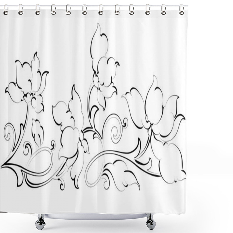 Personality  Floral Design Element-Floral Border Shower Curtains