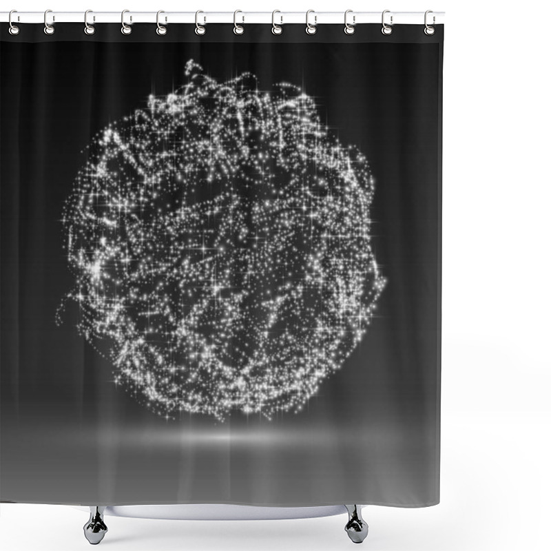 Personality  Abstract Vector Grayscale Mesh Background. Bio Luminescence Of Colony. Futuristic Style Card. Elegant Background For Business Presentations. Eps 10. Shower Curtains