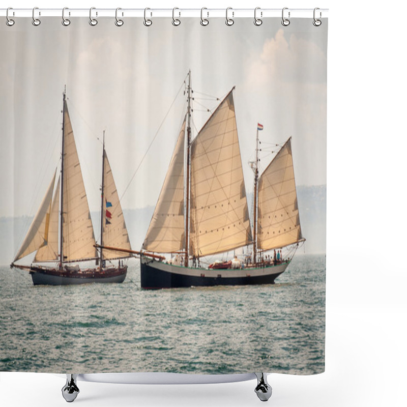 Personality  Two Old Ships Sailing In The Sea Shower Curtains