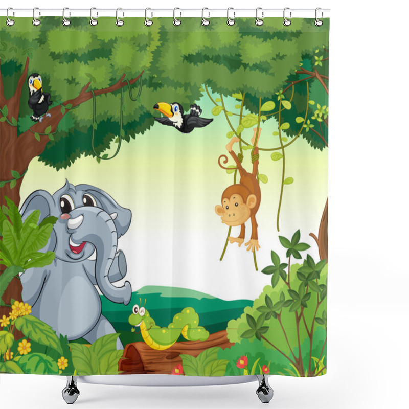 Personality  Animals In The Forest Shower Curtains