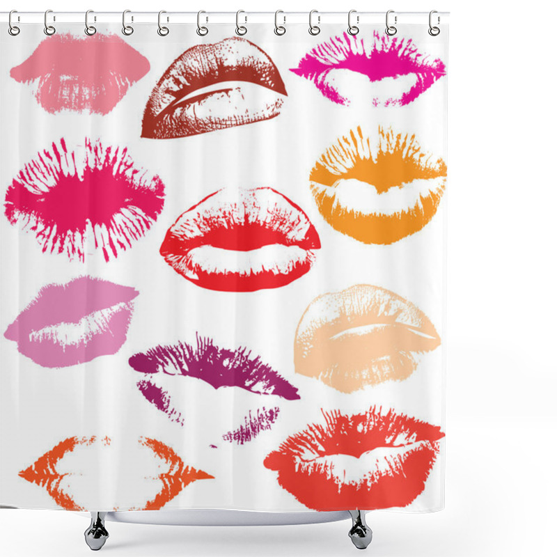 Personality  Set Of Glossy Lips In Tender Kiss. Shower Curtains