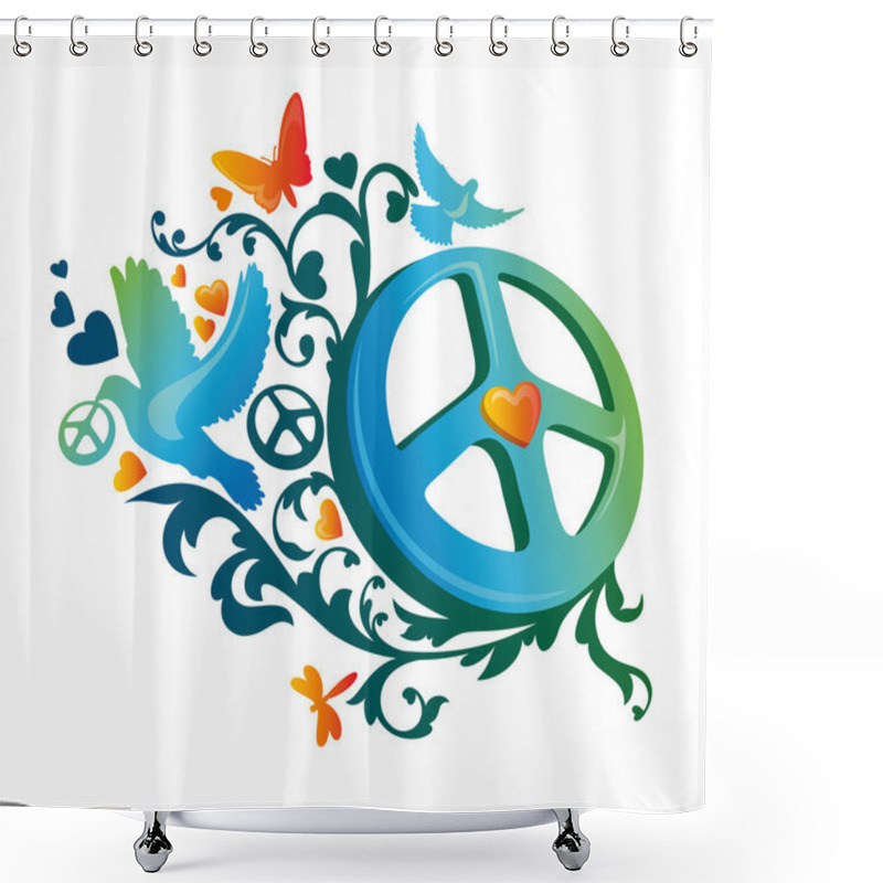 Personality  Hippie Peace Symbol Shower Curtains