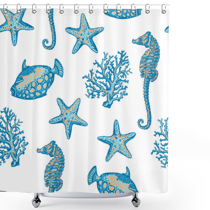 Personality  Marine Fish, Corals And Starfish Pattern Shower Curtains