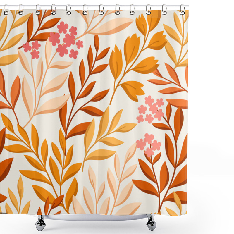 Personality  Floral Vector Seamless Pattern. Delicate Botanical Wallpaper. Repeatable Background With Leaves And Flowers Shower Curtains