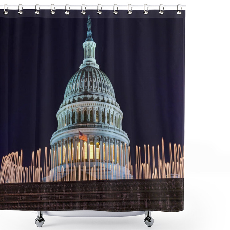 Personality  US Capitol Dome Fountain Night Stars Washington DC  Shower Curtains