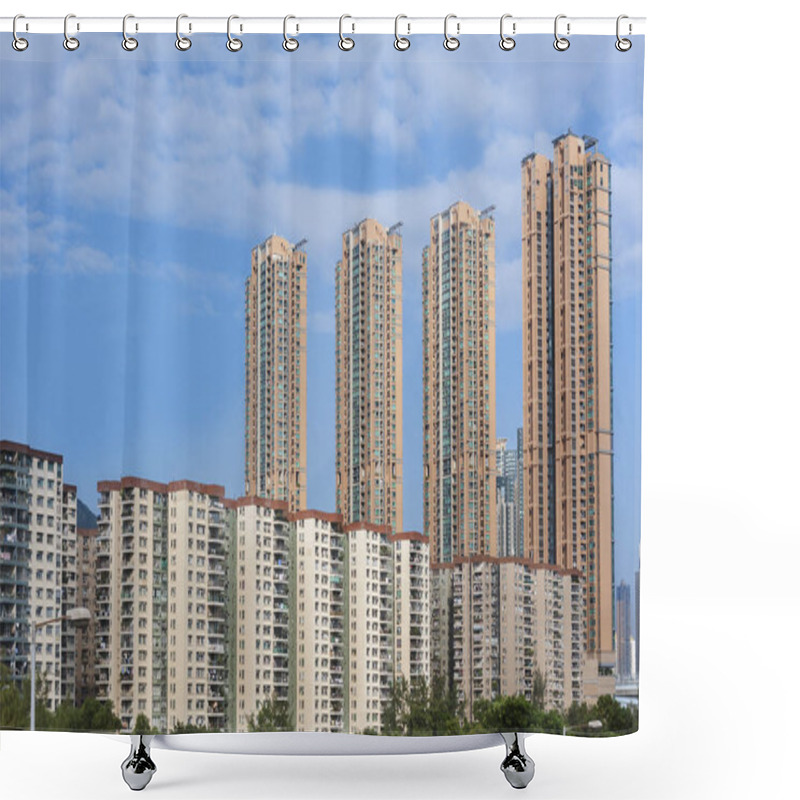 Personality  Highrise Residential Buildings In Hong Kong Shower Curtains