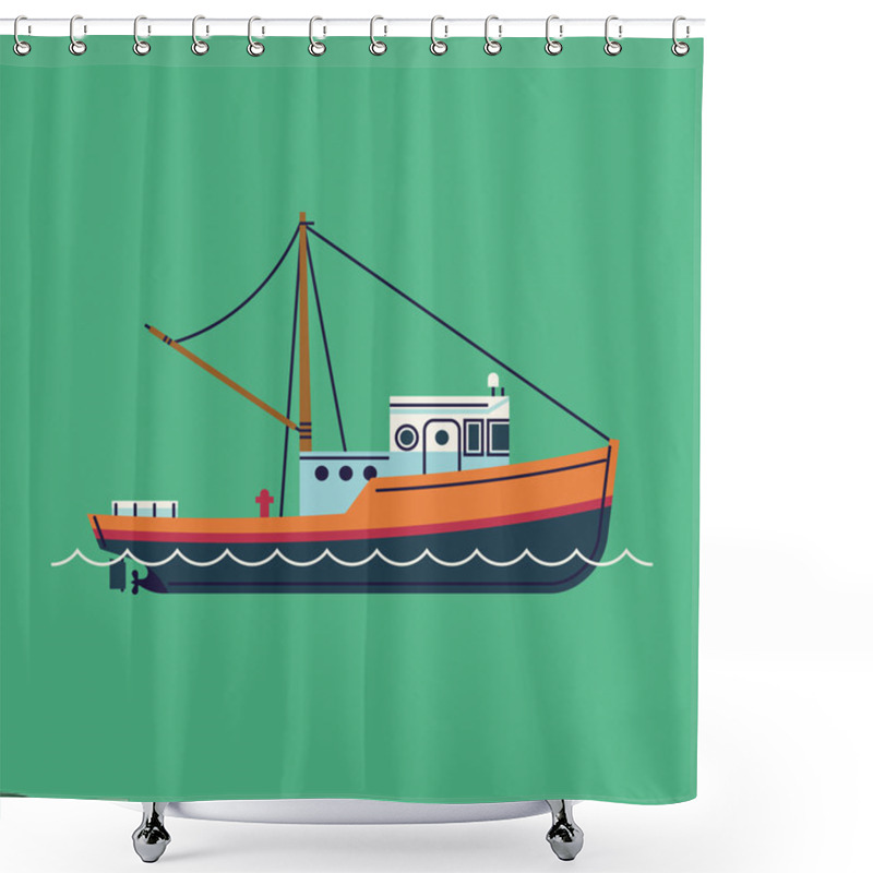 Personality  Fishing Boat Seaway Transportation Shower Curtains