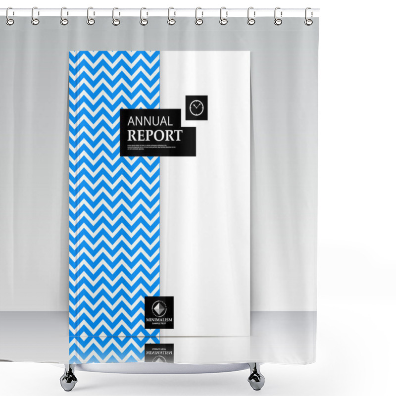 Personality  Abstract Composition. Horizontal Zig-zag Lines Section. Blue, White Ad Surface Icon. Logo Figure. A4 Brochure Title Sheet. Creative Black Text Frame Construction. Firm Banner Form Image. Flier Panel Shower Curtains