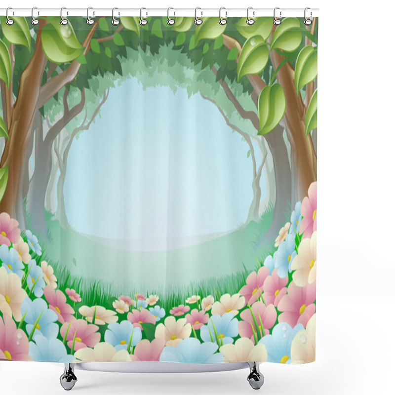 Personality  Beautiful Fantasy Forest Scene Illustration Shower Curtains