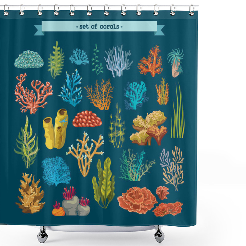 Personality  Set Of Corals And Algaes. Shower Curtains