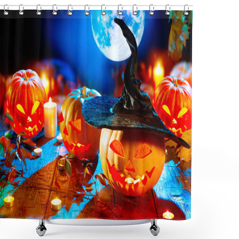 Personality  Halloween Pumpkin Head Jack Lantern Shower Curtains