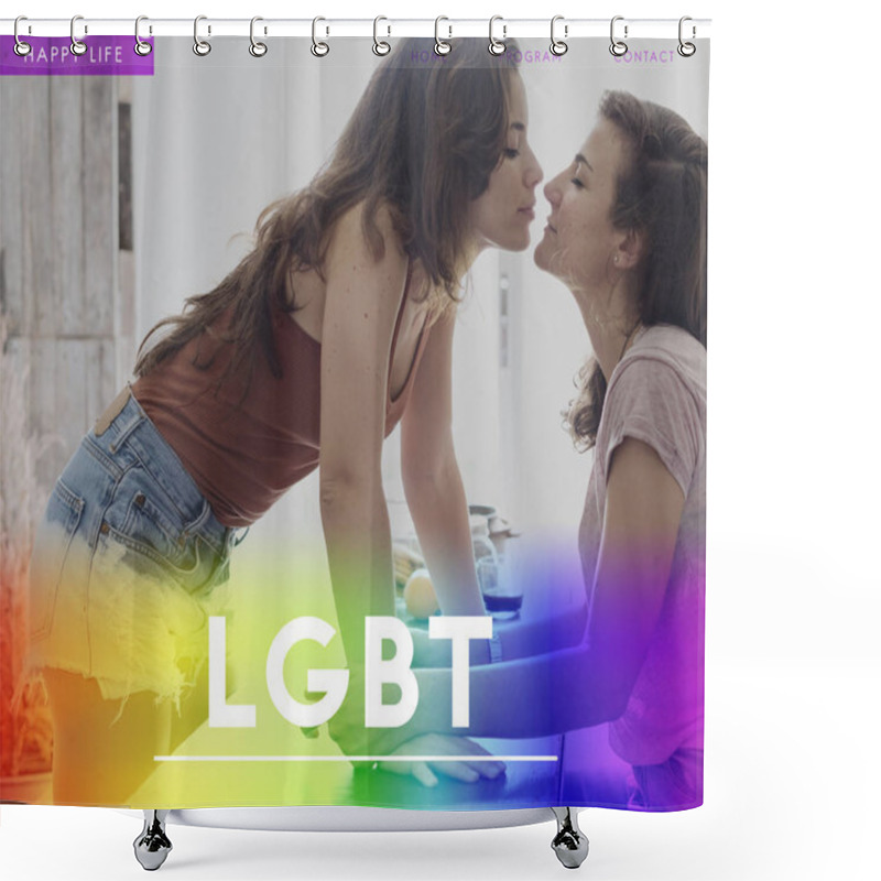 Personality   Lesbians Kissing Each Other Shower Curtains