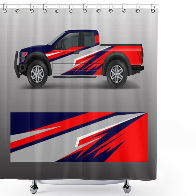 Personality  Pickup Truck Graphic Vector. Abstract Shape With Grunge Design For Vehicle Vinyl Wrap Shower Curtains